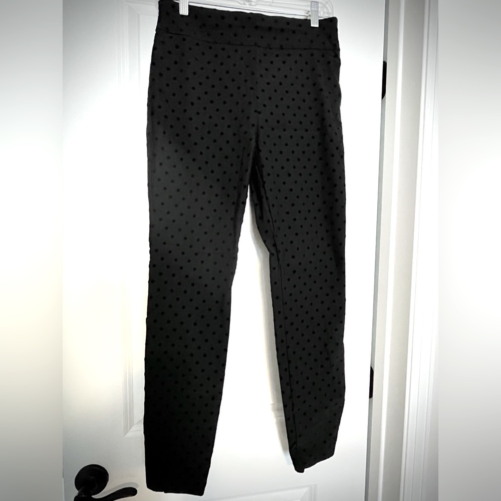New York & Company Whitney High-Waisted Pull-On Slim-Leg Pant Dot-Print